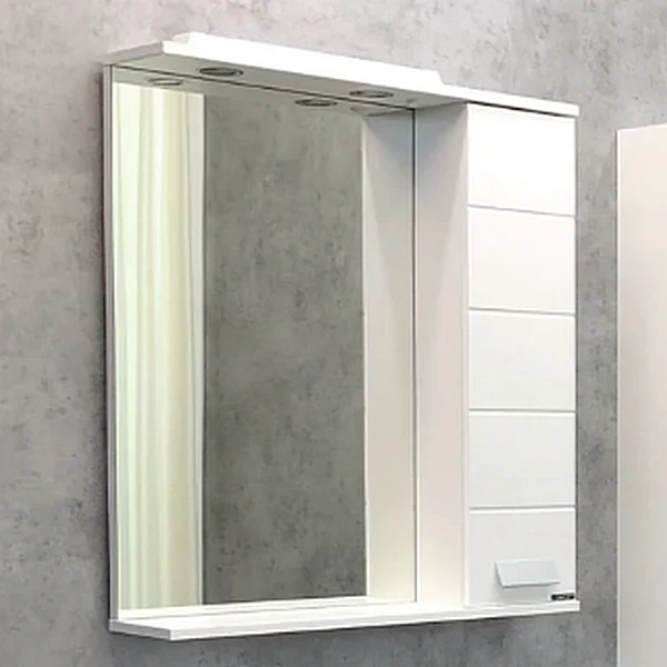 Шкаф-зеркало Comforty Модена М-75, цвет белый матовый