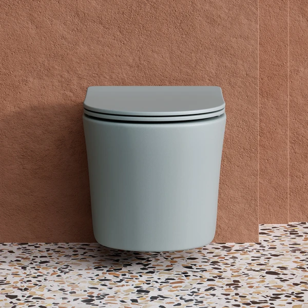 Унитаз Ceramica Nova Balearica Rimless CN6000MH подвесной, безободковый, с сиденьем микролифт, цвет антрацит матовый - фото 1