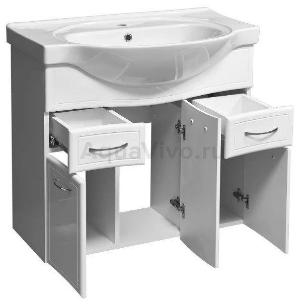 Мебель для ванной Stella Polar Концепт 90, 2 ящика, напольная, цвет белый