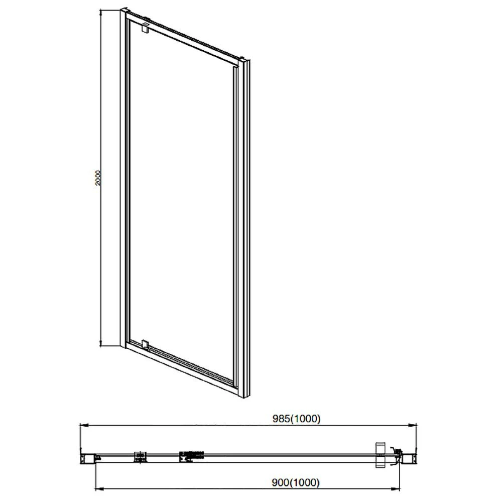 Душевая дверь Акватек Ария AQ ARI PI 10020BL 100x200, стекло прозрачное, профиль черный