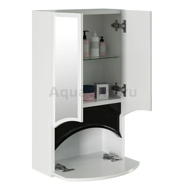 Шкаф-зеркало Mixline Радуга 46x80 с рисунком, цвет белый / черный