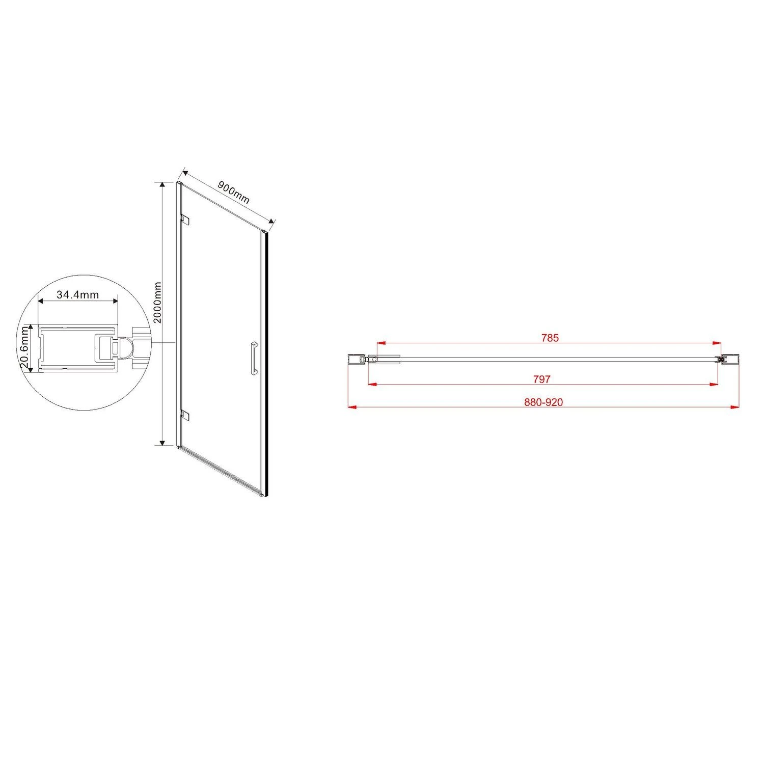 Душевая дверь Vincea Flex VDP-1F 90x200, стекло прозрачное, профиль черный