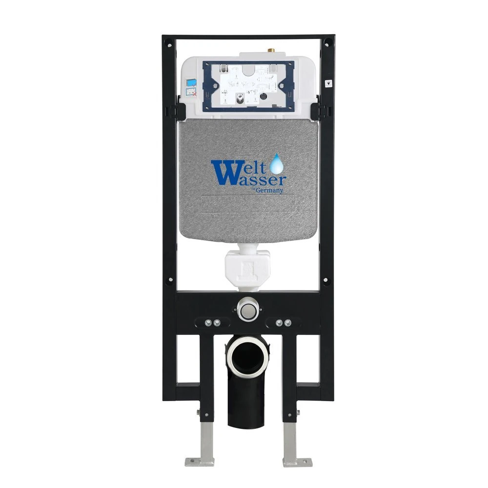 Комплект Weltwasser 10000011288 унитаза Merzbach 043 GL-WT с сиденьем микролифт и инсталляции Amberg 497 с кнопкой Amberg RD-CR хром - фото 1