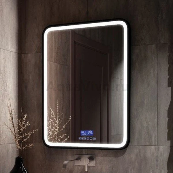 Зеркало Art & Max Genova 60x80, с подсветкой, функцией антизапотевания и многофункциональной панелью