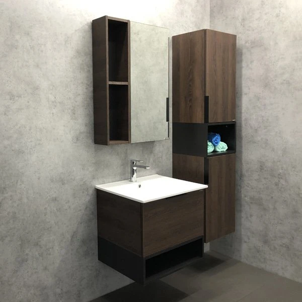 Мебель для ванной Comforty Франкфурт 60 с раковиной Comforty 60e, цвет дуб шоколадно-коричневый