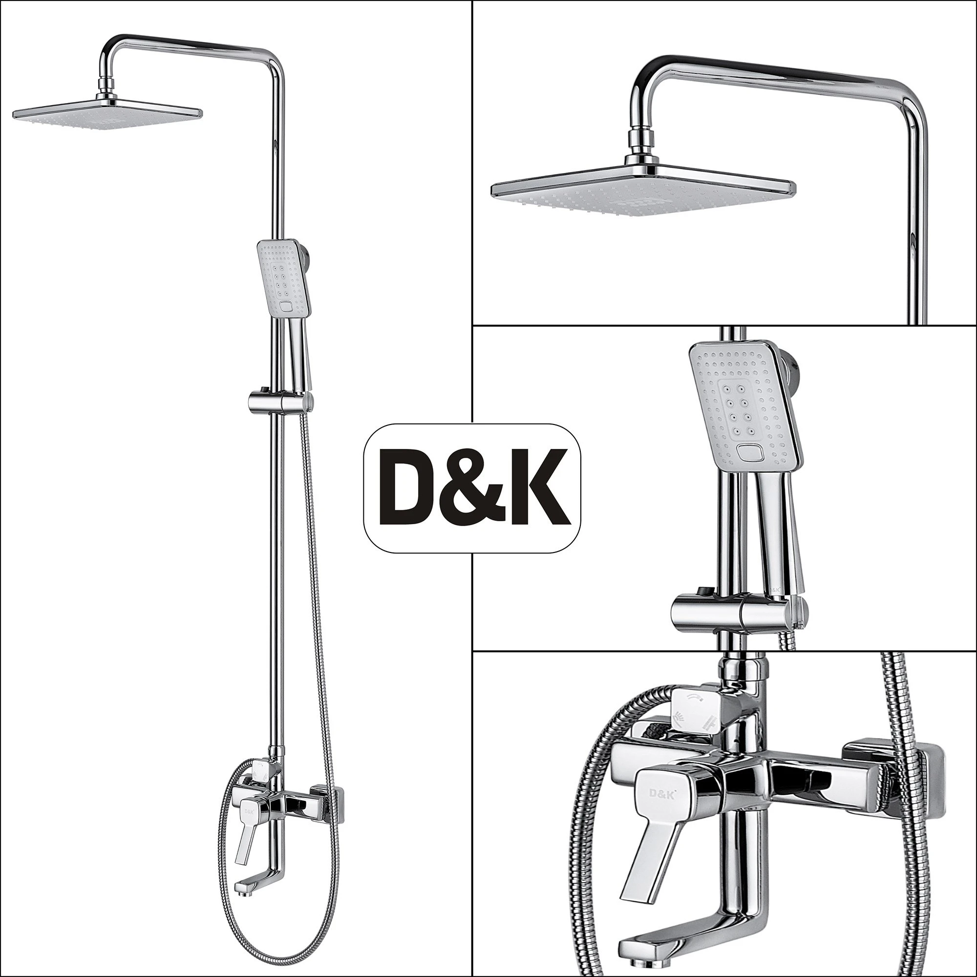Душевая стойка D&K Rhein Dusseldorf DA1493741B14, с верхним душем, смесителем, цвет хром - фото 1