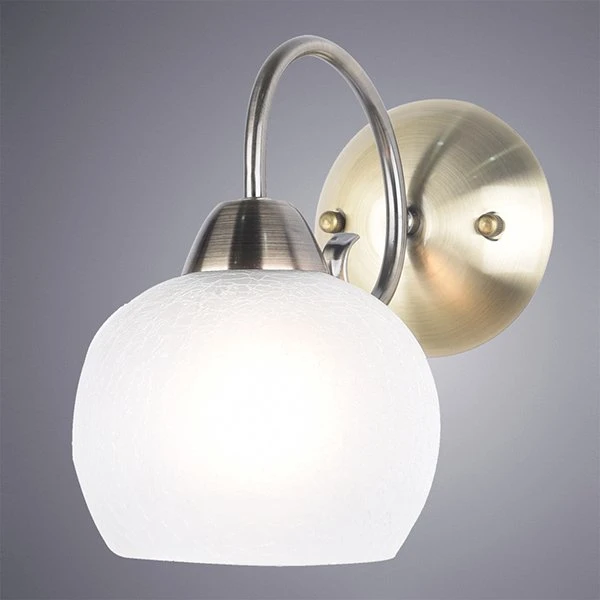 Бра Arte Lamp Margo A9317AP-1AB, арматура бронза, плафон стекло белое, 15х25 см