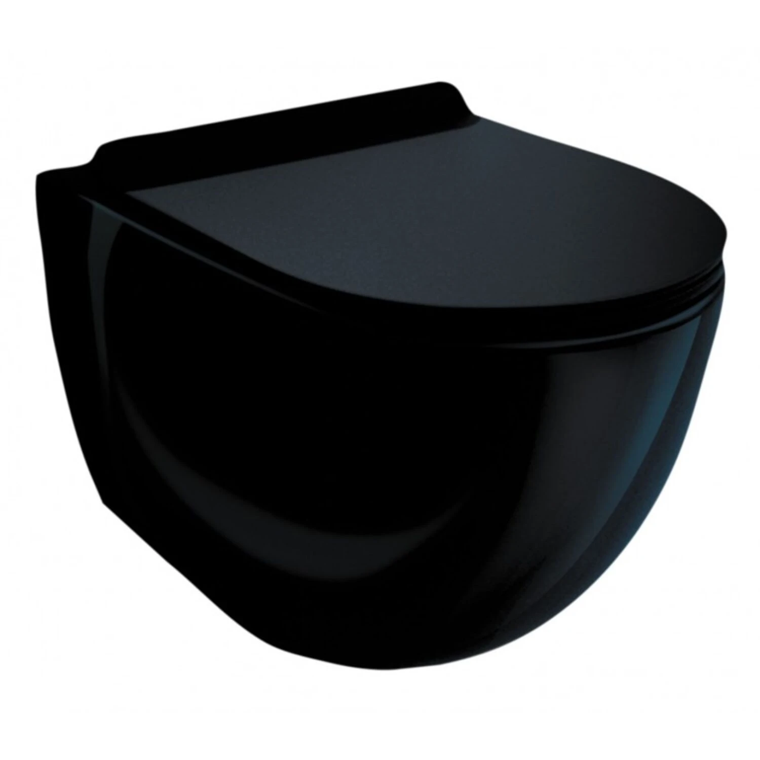 Унитаз Esbano Garcia Glossy Black подвесной, безободковый, с сиденьем микролифт, цвет черный глянец
