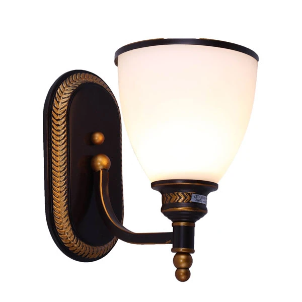 Бра Arte Lamp Bonito A9518AP-1BA, арматура черная, плафон стекло белое, 12х23 см
