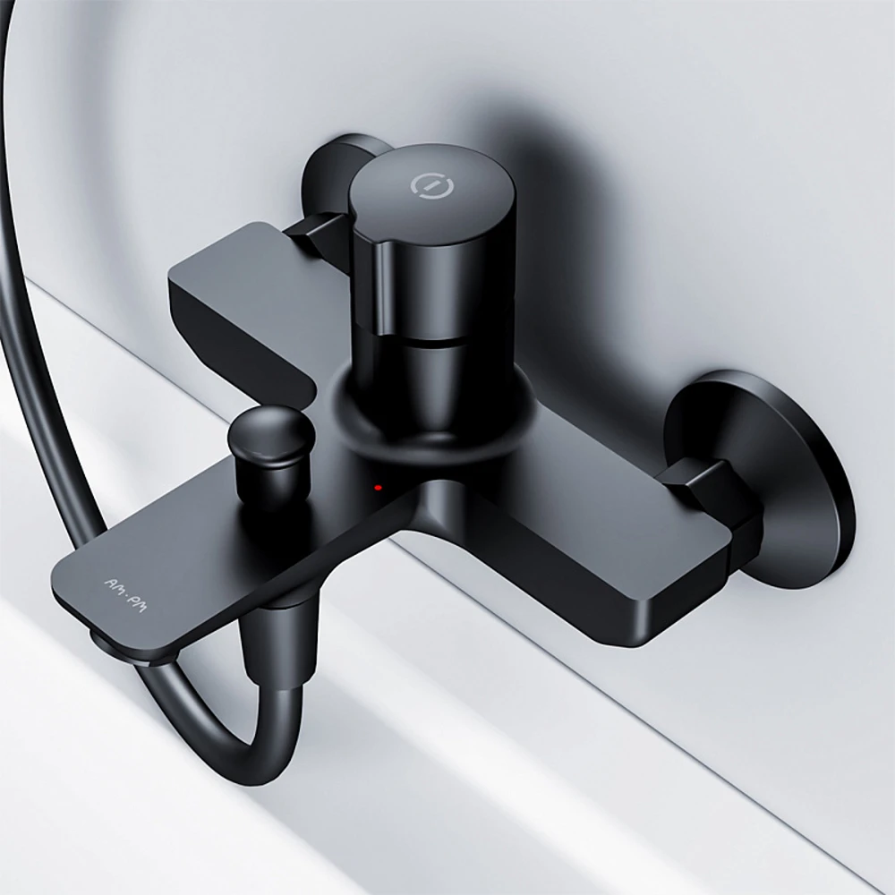 Смеситель AM.PM X-Joy TouchReel F85A10522 для ванны с душем, нажимной, цвет черный