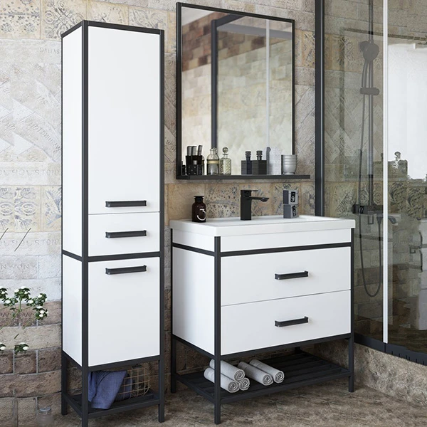 Мебель для ванной Sanflor Норд 80, цвет белый / черный муар