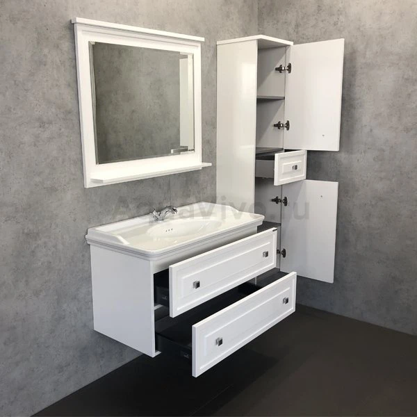 Мебель для ванной Comforty Феррара 100, цвет белый глянец