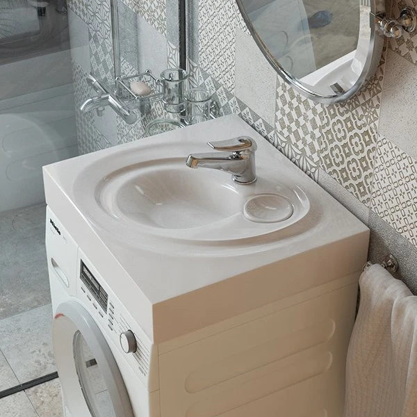 Раковина Stella Polar Пальмира 60x55 для установки над стиральной машиной, цвет белый - фото 1
