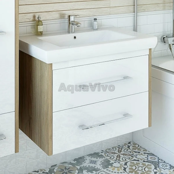 Мебель для ванной Sanflor Ларго 80, подвесная, цвет швейцарский Вяз / белый - фото 1