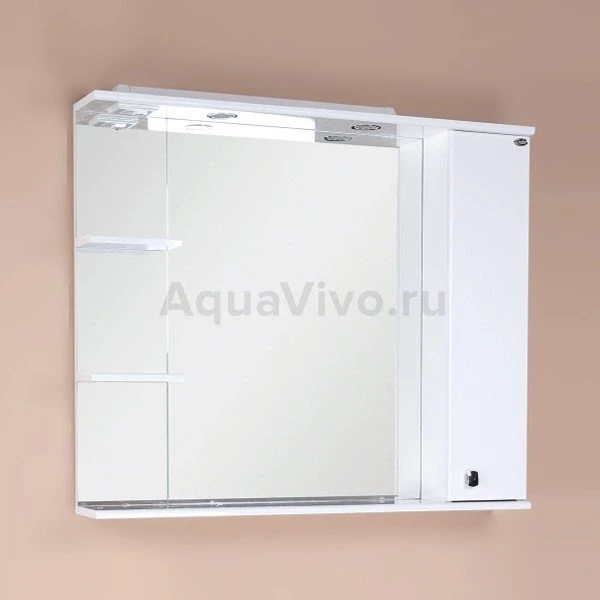 Шкаф-зеркало Оника Эльбрус 90.02, правый, с подсветкой, цвет белый