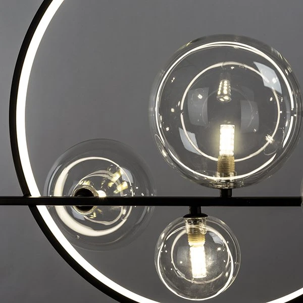 Подвесной светильник Arte Lamp Saturn A7790SP-75BK, арматура черная, плафоны акрил прозрачный, 145х32 см
