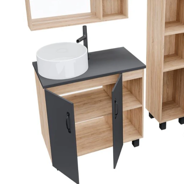Мебель для ванной Grossman Флай 80, цвет серый / дуб сонома - фото 1