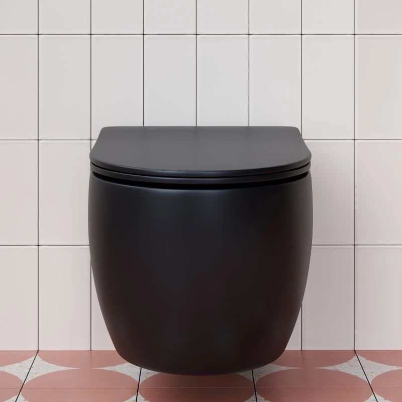 Унитаз Ceramica Nova Play Rimless CN3001MB подвесной, безободковый, с сиденьем микролифт, цвет черный матовый