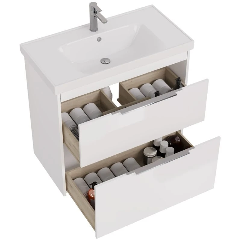 Мебель для ванной Dreja Prime 90, с 2 ящиками, цвет белый глянец