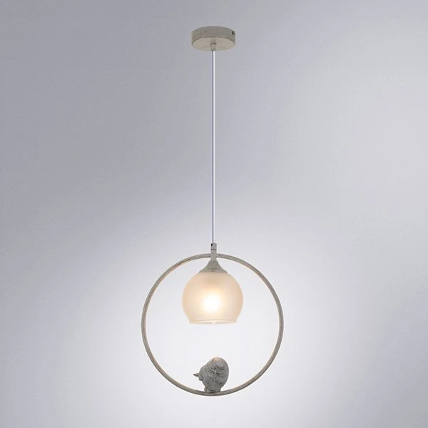Подвесной светильник Arte Lamp Gemelli A2150SP-1WG, арматура белая / золото, плафон стекло белое, 30х13 см - фото 1