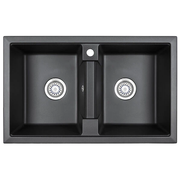 Кухонная мойка Granula GR-8101 BL 81x50, 2 чаши, цвет черный
