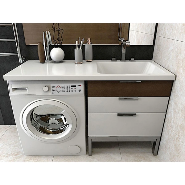 Раковина Madera Kamilla 110x48 для установки над стиральной машиной, правая, цвет белый - фото 1