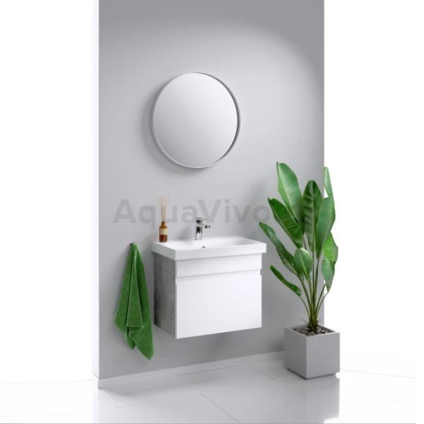 Мебель для ванной Aqwella Smart 60, цвет бетон светлый / белый