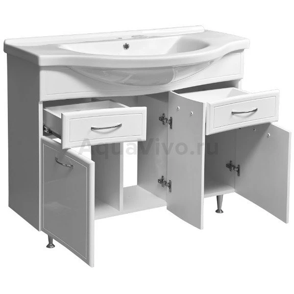 Мебель для ванной Stella Polar Концепт 100, 2 ящика, напольная, цвет белый - фото 1