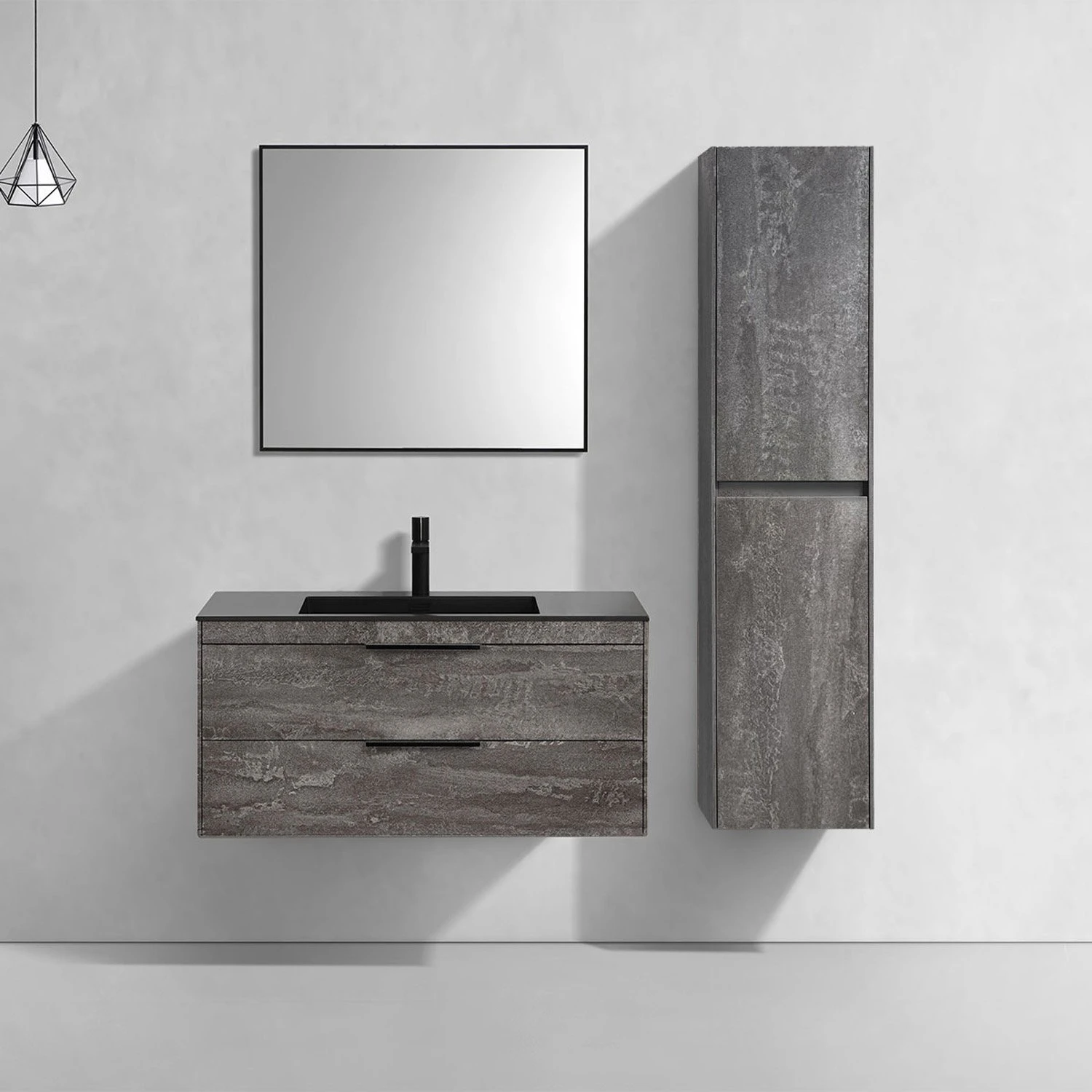 Мебель для ванной Vincea Chiara 100, с 2 ящиками, цвет серый камень