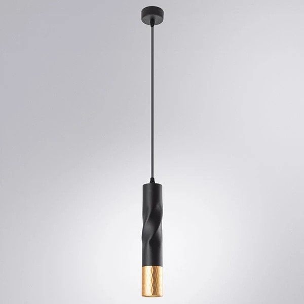 Подвесной светильник Arte Lamp Sadr A3280SP-1BK, арматура черная, плафон металл черный / золото, 6х6 см - фото 1