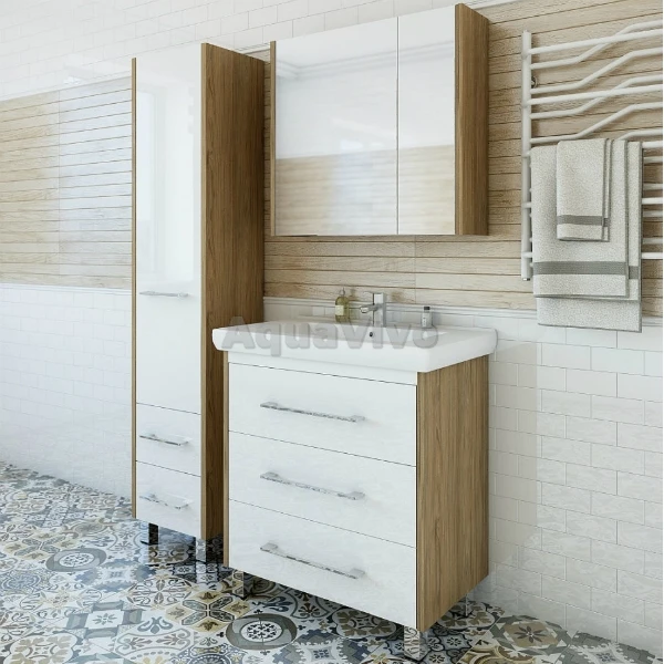 Мебель для ванной Sanflor Ларго 70, напольная, цвет Швейцарский Вяз/белый