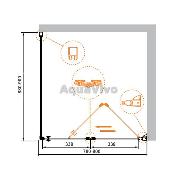 Душевой уголок Cezares ELENA-W-ASH-1-80/90-C-Cr 80х90, стекло прозрачное, профиль хром