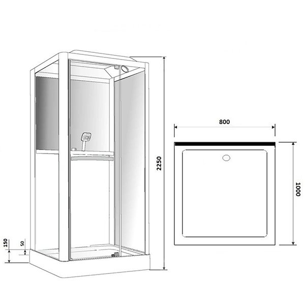 Душевая кабина Grossman GR-122 100x80, стекло прозрачное, профиль белый, с гидромассажем