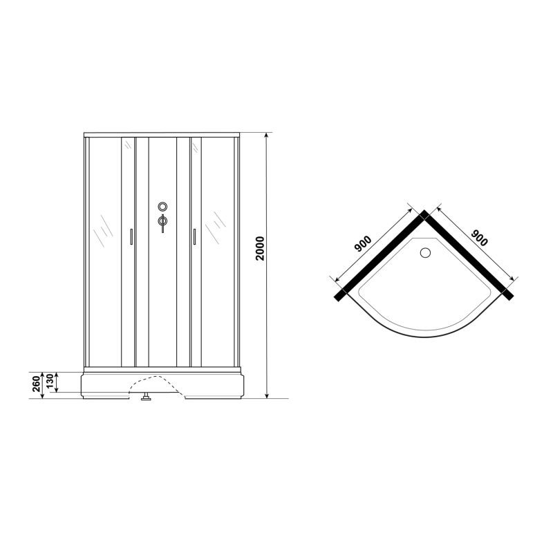 Душевая кабина Niagara Classic NG-3501-14BK 90x90, стекло тонированное, профиль серебро, без крыши