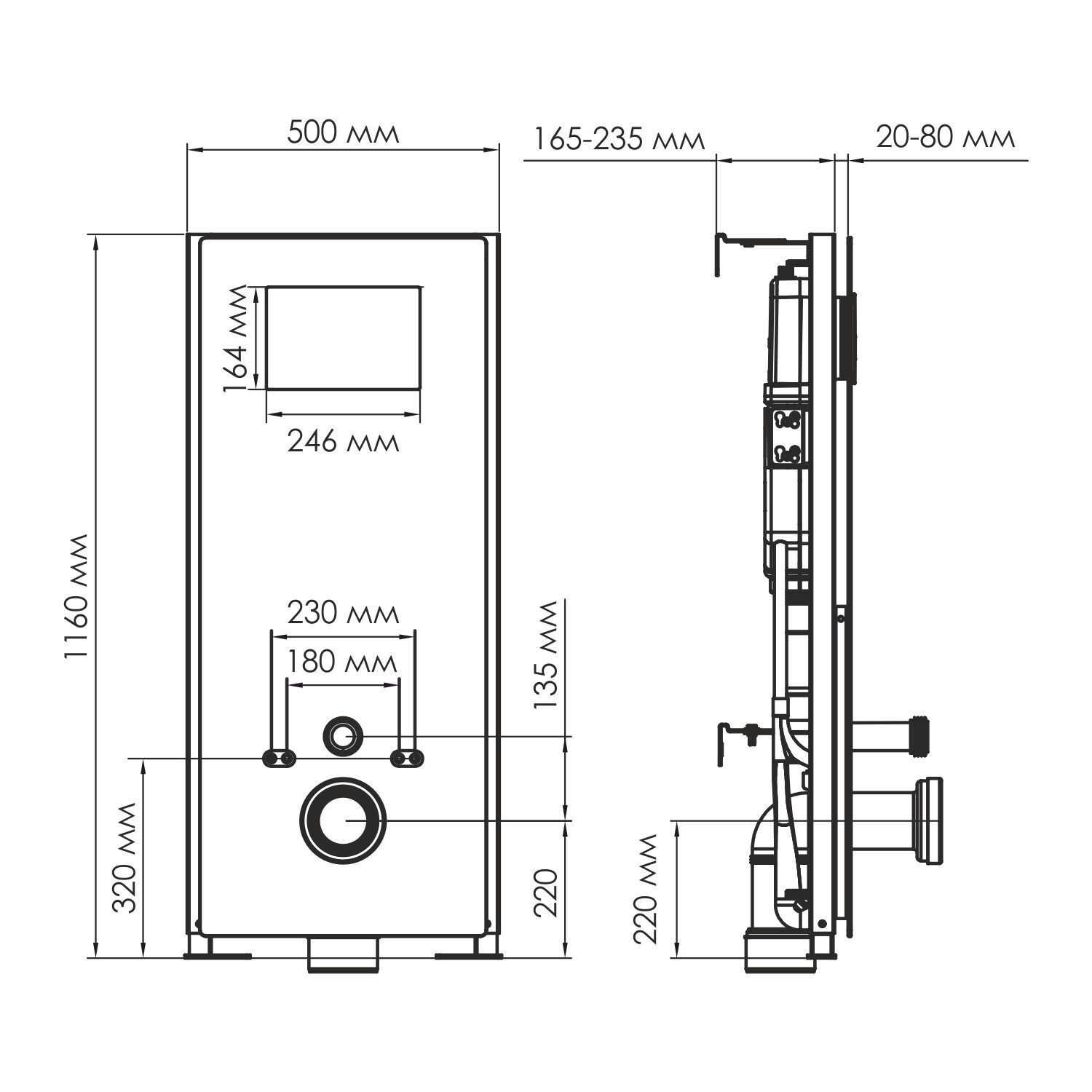 Инсталляция WasserKRAFT Abens 20TLT.010.ME.BL.MB04 для подвесного унитаза, с черной панелью и кнопкой смыва MB04 черной матовой - фото 1