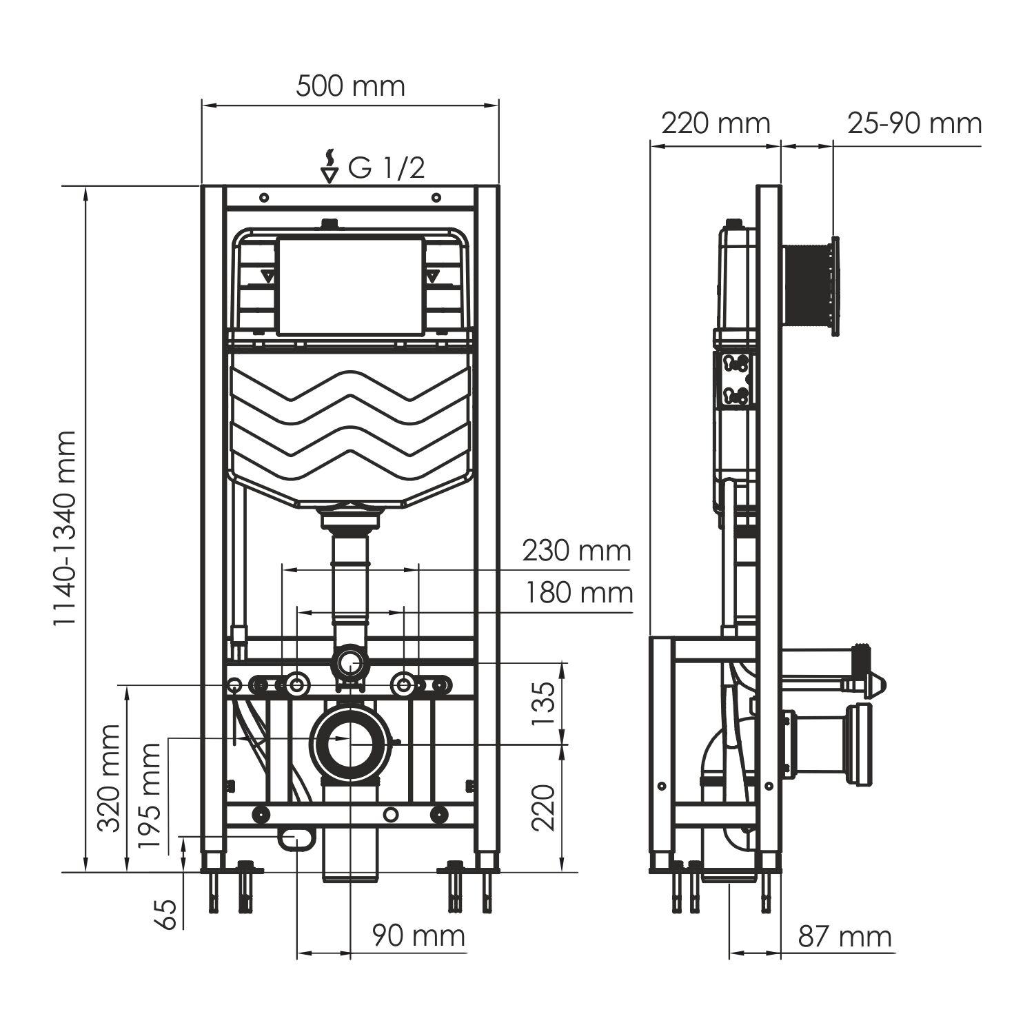 Инсталляция WasserKRAFT Dill 61TLT.010.ME.PB01 для подвесного унитаза, с кнопкой смыва PB01 черной глянцевой - фото 1