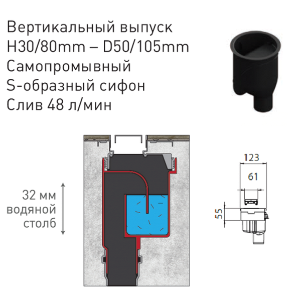 Душевой лоток Berges В1 Antik 090021 с решеткой 30x6 см, прямой выпуск, цвет матовый хром