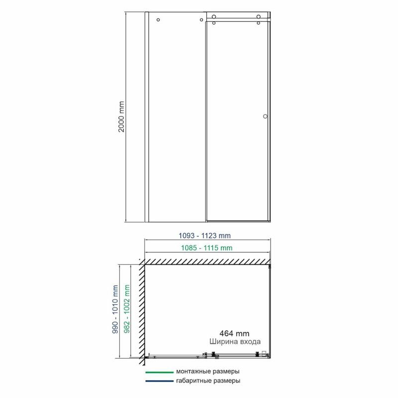 Душевой уголок WasserKRAFT Vils 56R16 110x100, стекло прозрачное, профиль серебристый