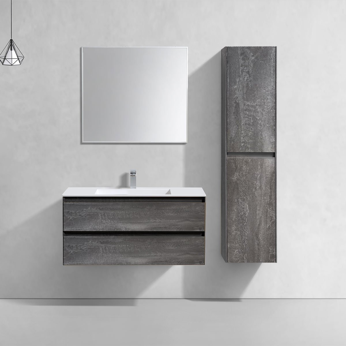Мебель для ванной Vincea Luka 100, с 2 ящиками, цвет серый камень - фото 1
