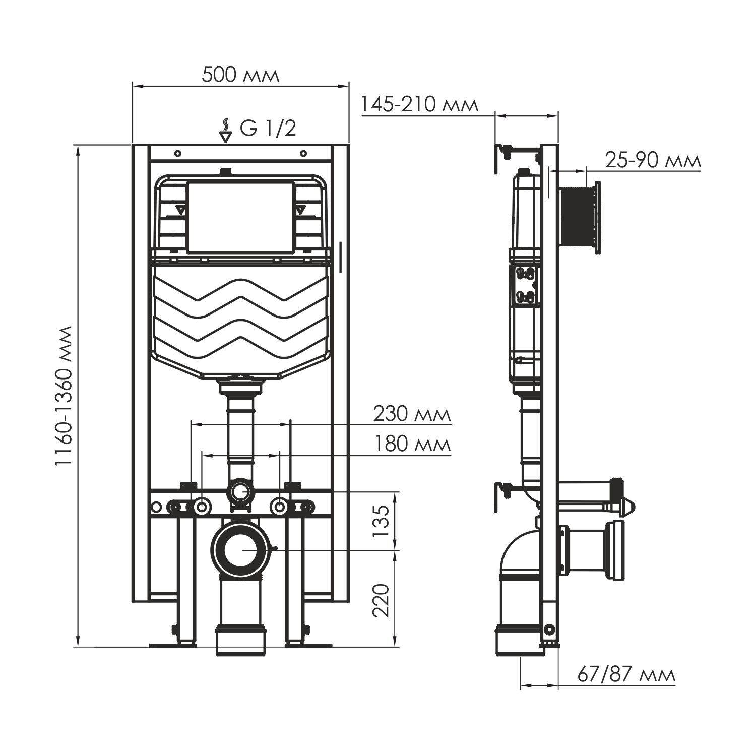 Инсталляция WasserKRAFT Vils 56TLT.010.ME.WH03 для подвесного унитаза, с кнопкой смыва WH03 белой - фото 1