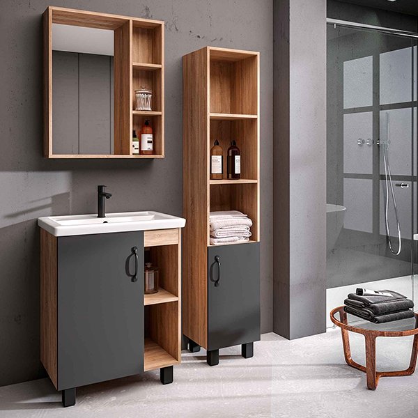 Мебель для ванной Grossman Флай 60, цвет серый / дуб сонома