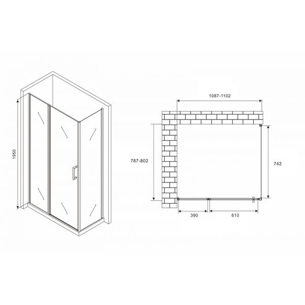 Душевой уголок Abber Sonnenstrand AG04110BS-S80B 110x80, стекло прозрачное, профиль черный - фото 1