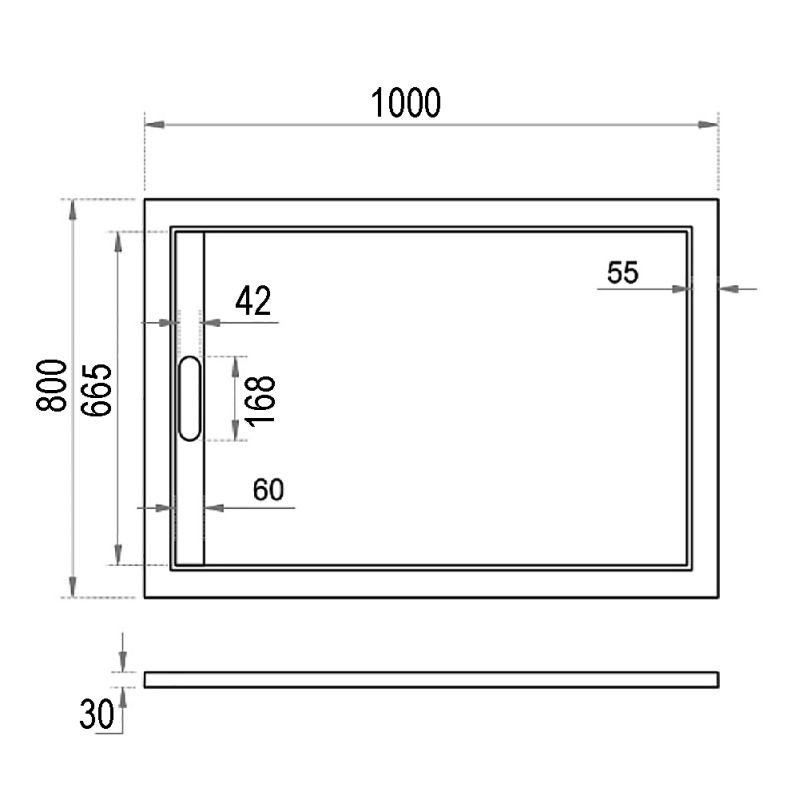 Поддон для душа Weltwasser WW TRS 10080 STONE-BL 100x80, литьевой мрамор, цвет черный