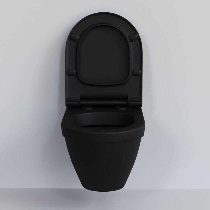 Унитаз Ambassador Nord 133T20201-132T20201S подвесной, с сиденьем микролифт, цвет черный матовый - фото 1