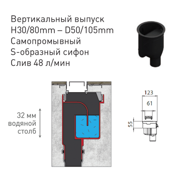 Душевой лоток Berges B1 Keramik 095018 с решеткой 70x6 см, прямой выпуск, цвет матовый черный