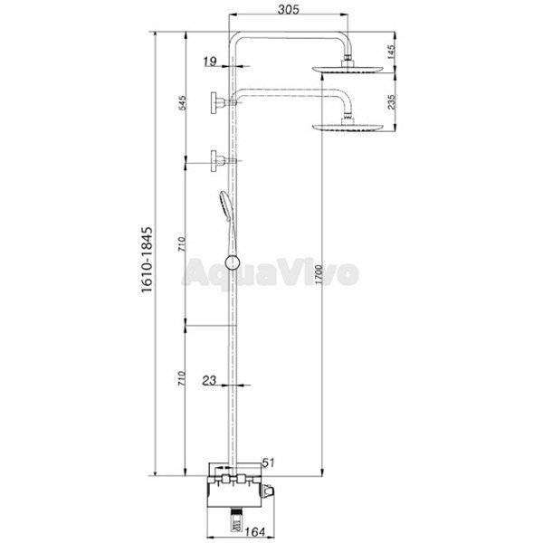 Душевая стойка Lemark Tropic LM7008C с верхним душем, смесителем