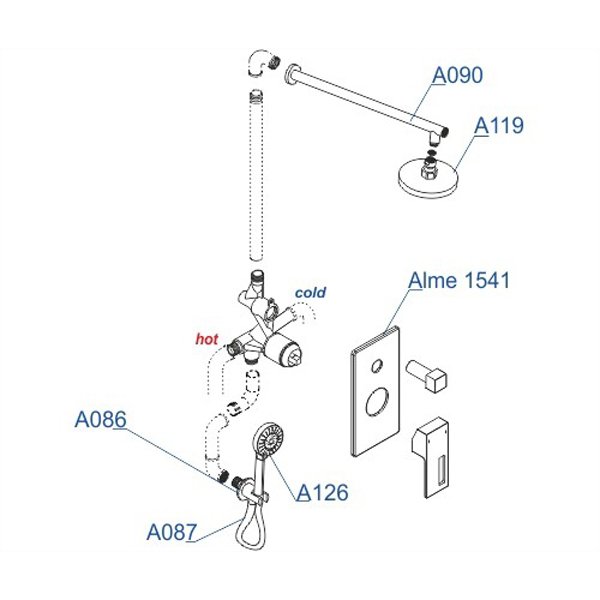 Душевой комплект WasserKRAFT Alme A16590, встраиваемый, цвет хром