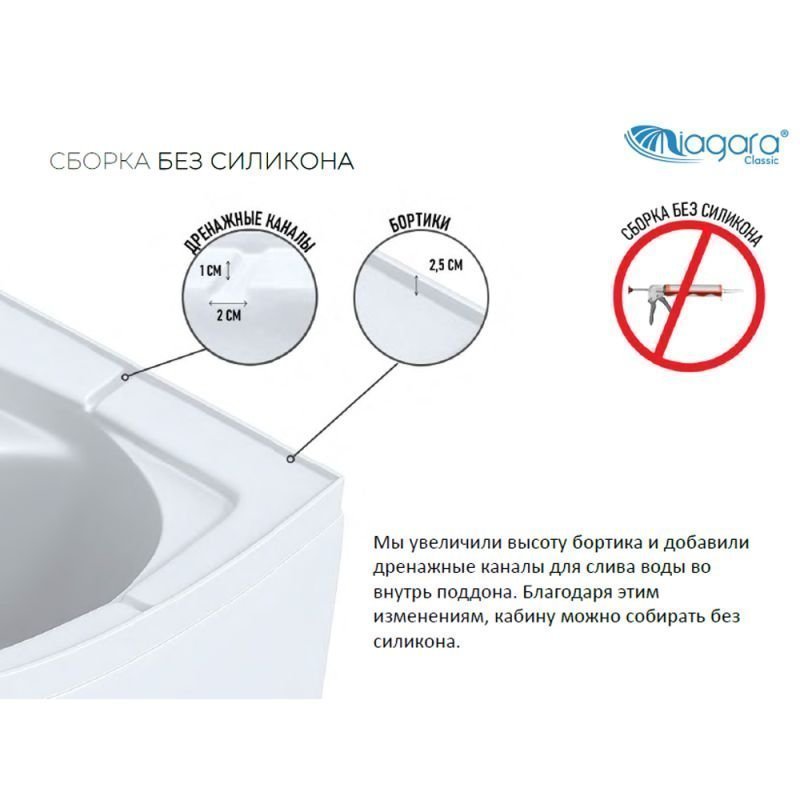 Душевая кабина Niagara Classic NG-2507-14G 80x80, стекло тонированное, профиль серебро, с крышей, с гидромассажем