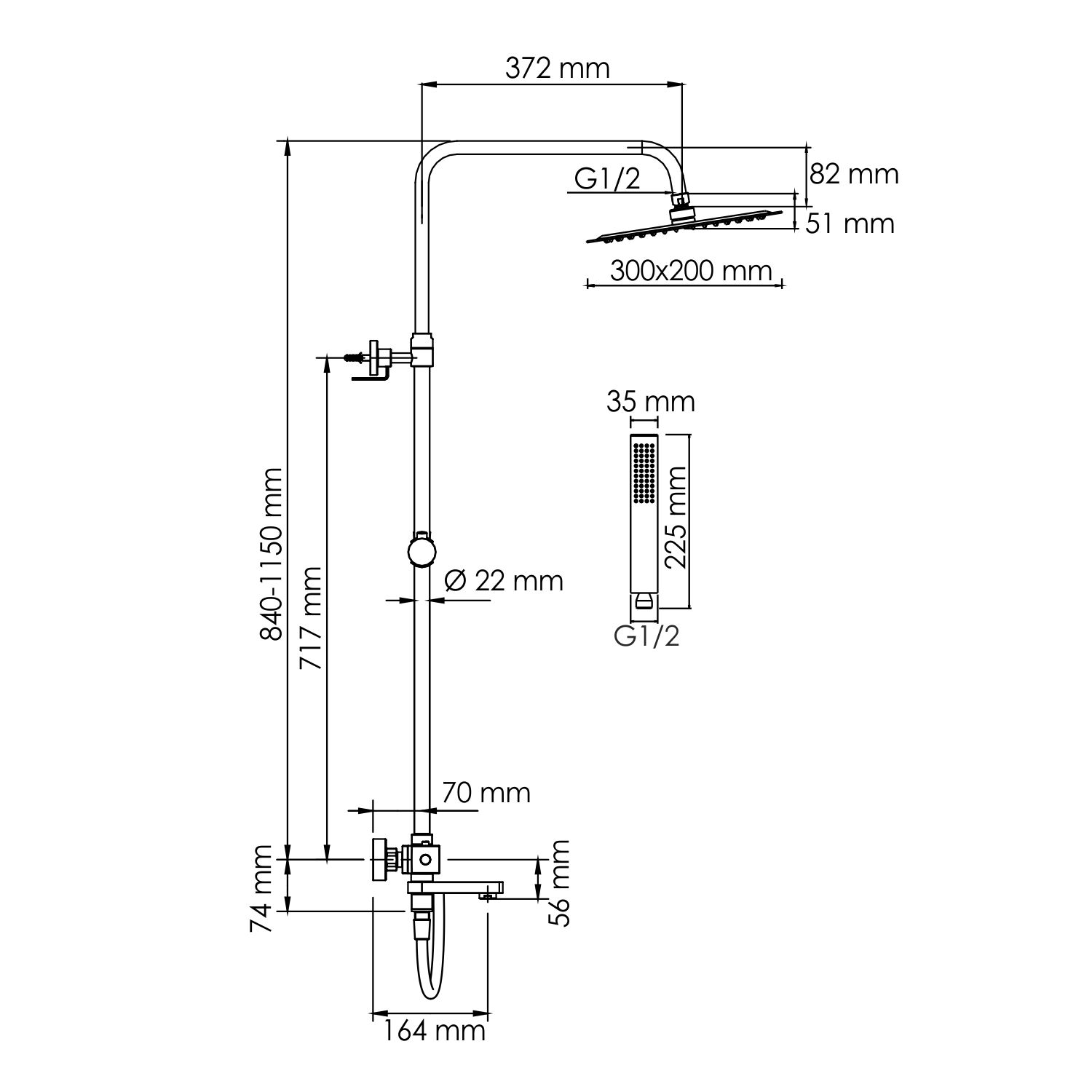 Душевая стойка WasserKRAFT A199.069.103.087.CH Thermo, с верхним душем, термостатическим смесителем, цвет хром - фото 1