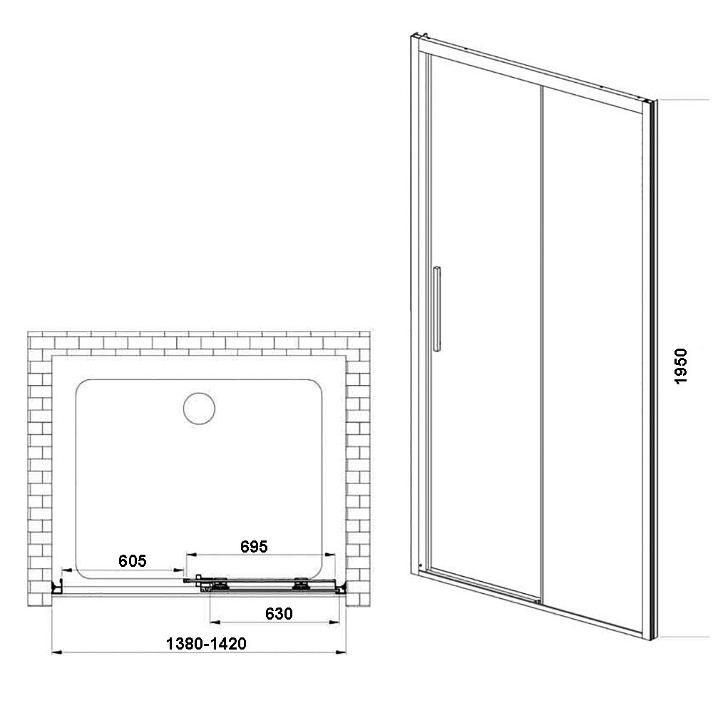 Душевая дверь Vincea Soft VDS-3SO 140x195, стекло прозрачное, профиль черный - фото 1